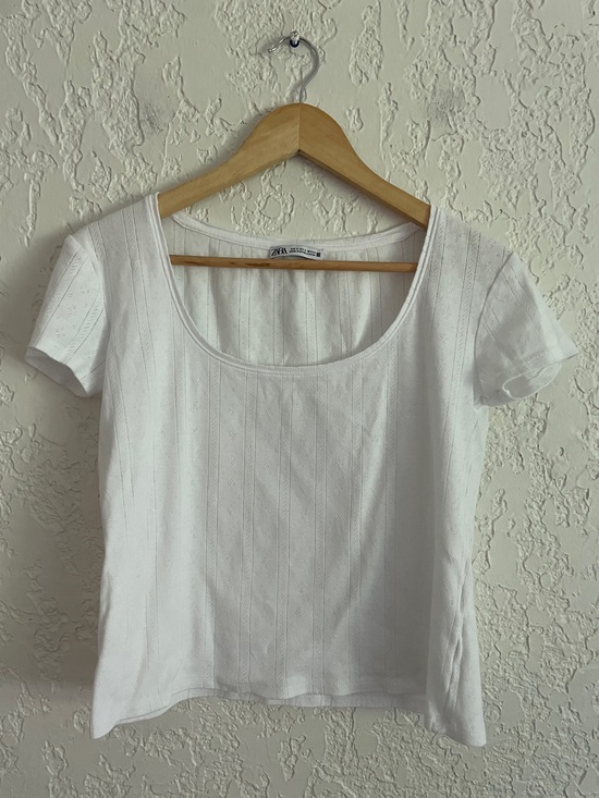Zara Tops - ZARA Cotton Pointelle White Top